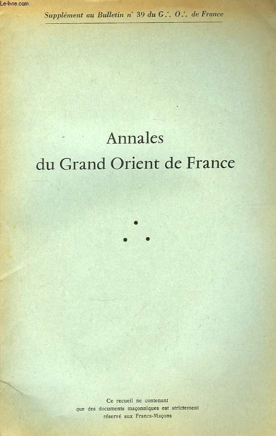 Annales du Grand Orient de France. N39