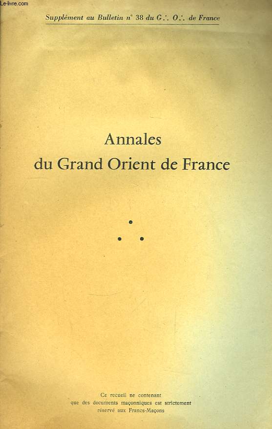 Annales du Grand Orient de France. N38