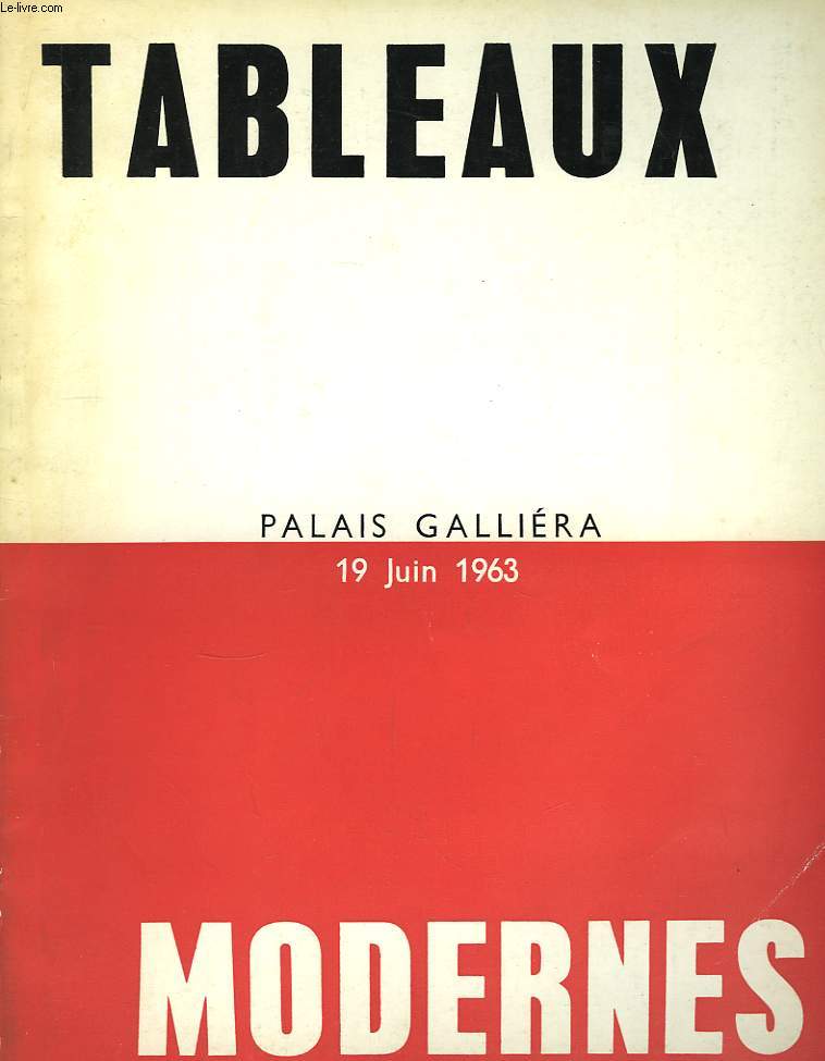 Catalogue de Vente aux Enchres de Tableaux Modernes.