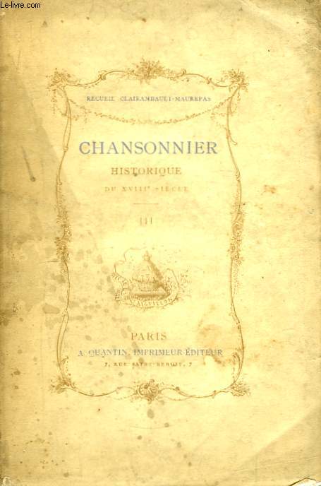 Chansonnier historique du XVIII sicle. TOME III