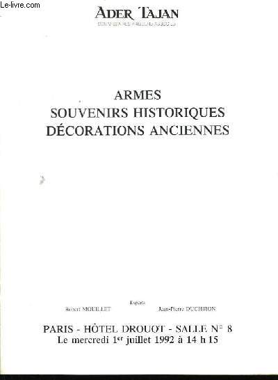 Armes, Souvenirs Historiques, Dcorations anciennes.