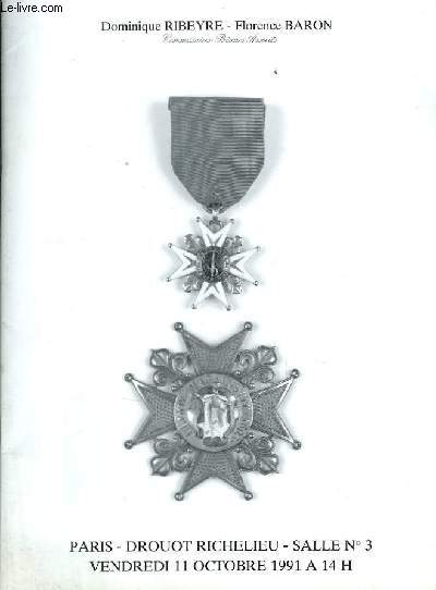 Catalogue de Vente aux Enchres de Dcorations et d'Ordre de Chevalerie.
