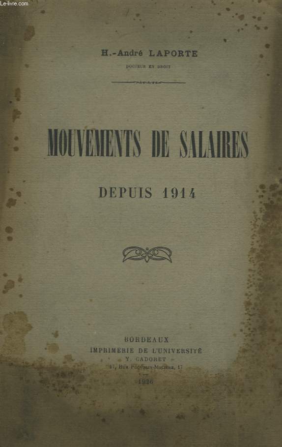 Mouvements de Salaires depuis 1914