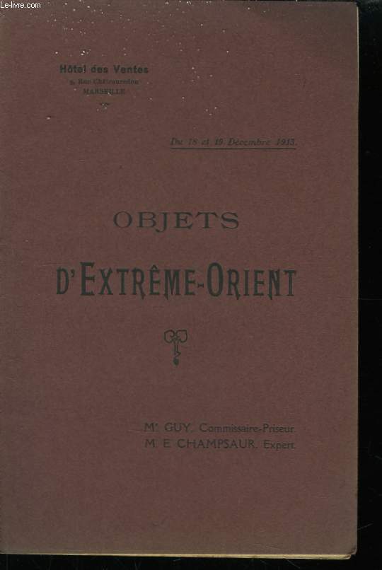 Catalogue des Objets d'Extrme-Orient.