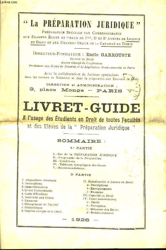 La Prparation Juridique. Livret-Guide 1926