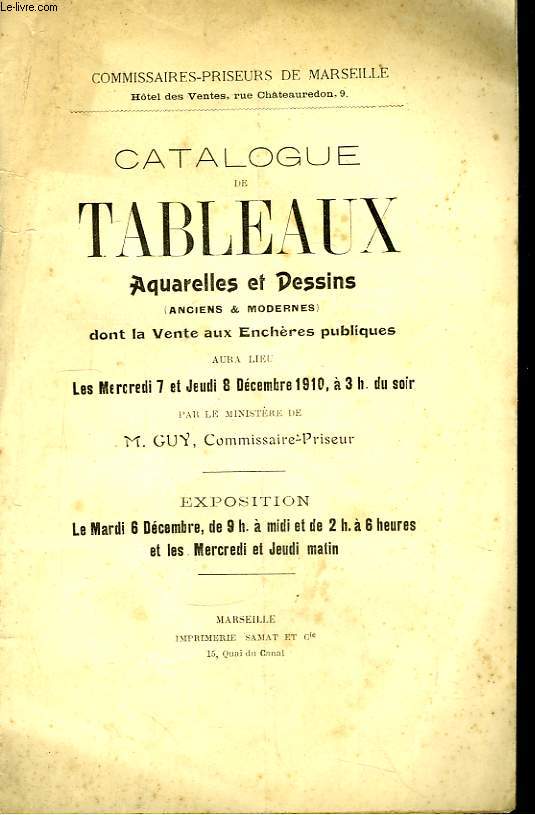 Catalogue de Tableaux, Aquarelles et Dessins.