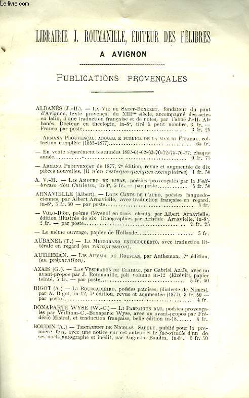 Catalogue des Publications Provenales.