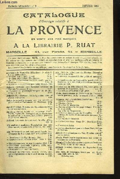 Catalogue d'Ouvrages relatifs  la Provence. N5