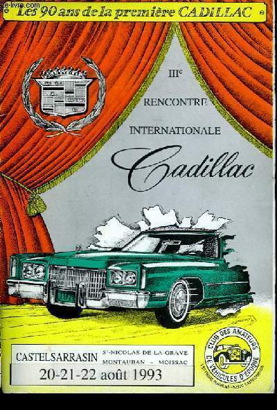 Menu. IIIeme Rencontre Internationale Cadillac