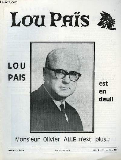 Lou Pas, n204 : Lou Pais est en deuil - Mr Olivier Alle n'est plus ...