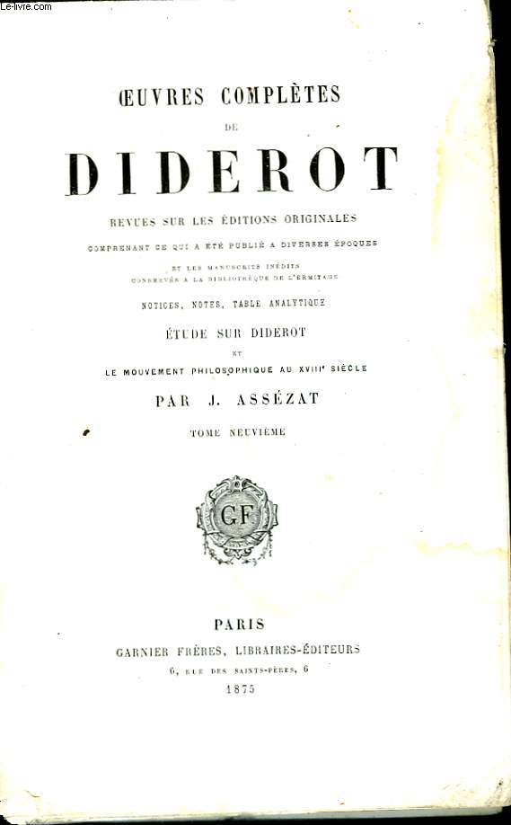 Oeuvres Compltes de Diderot. TOME IX. Belles-Lettre, VI.