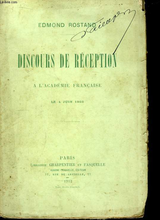 Discours de Rception  l'Acadmie Franaise. Le 4 juin 1903