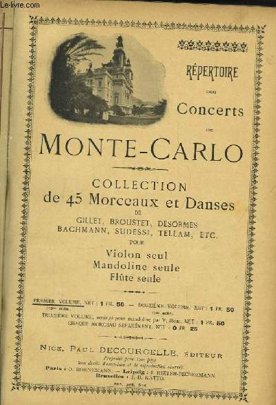 Rpertoire des Concerts de Monte-Carlo. En 4 fascicules.