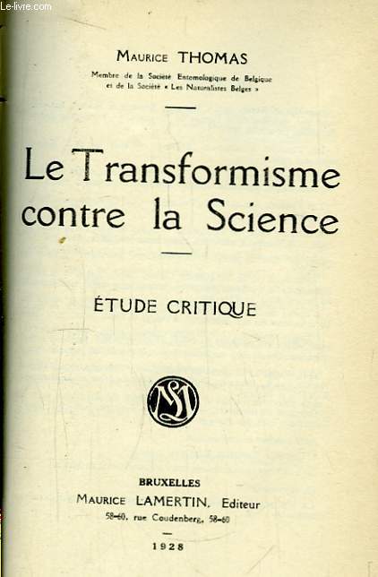 Le Transformisme contre la Science.