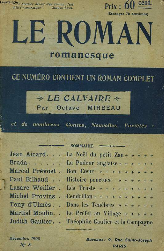 Le Roman Romanesque N8 : Le Calvaire, par Octave Mirbeau.