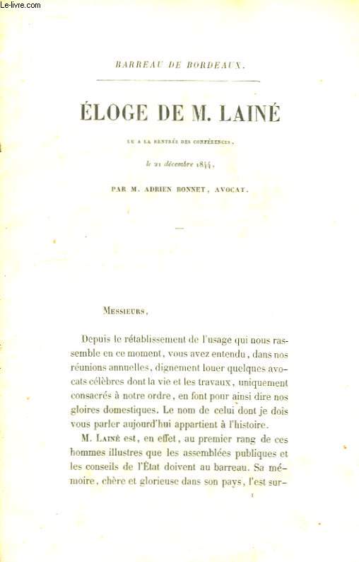 Eloge de M. Lain, lu  la Rentre des Confrences, le 21 dcembre 1844