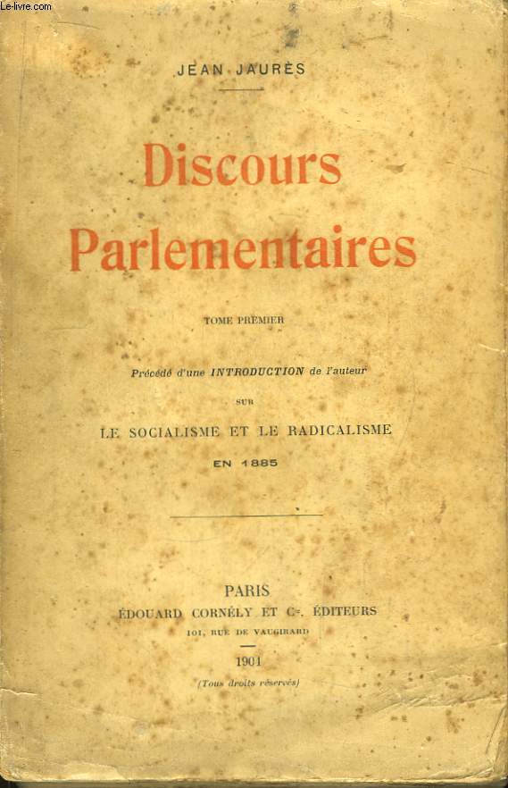 Discours parlementaires. TOME 1er