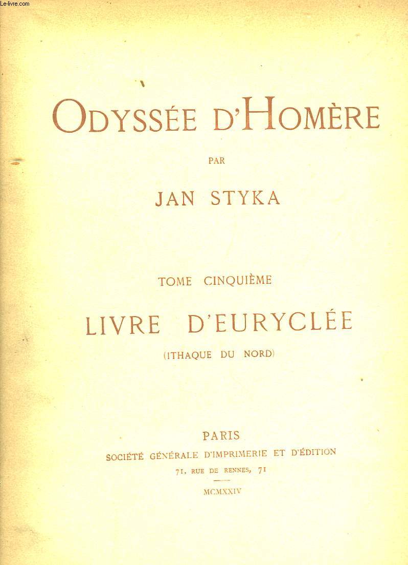 Odysse d'Homre. TOME V : Livre d'Eurcle (Ithaque du Nord)