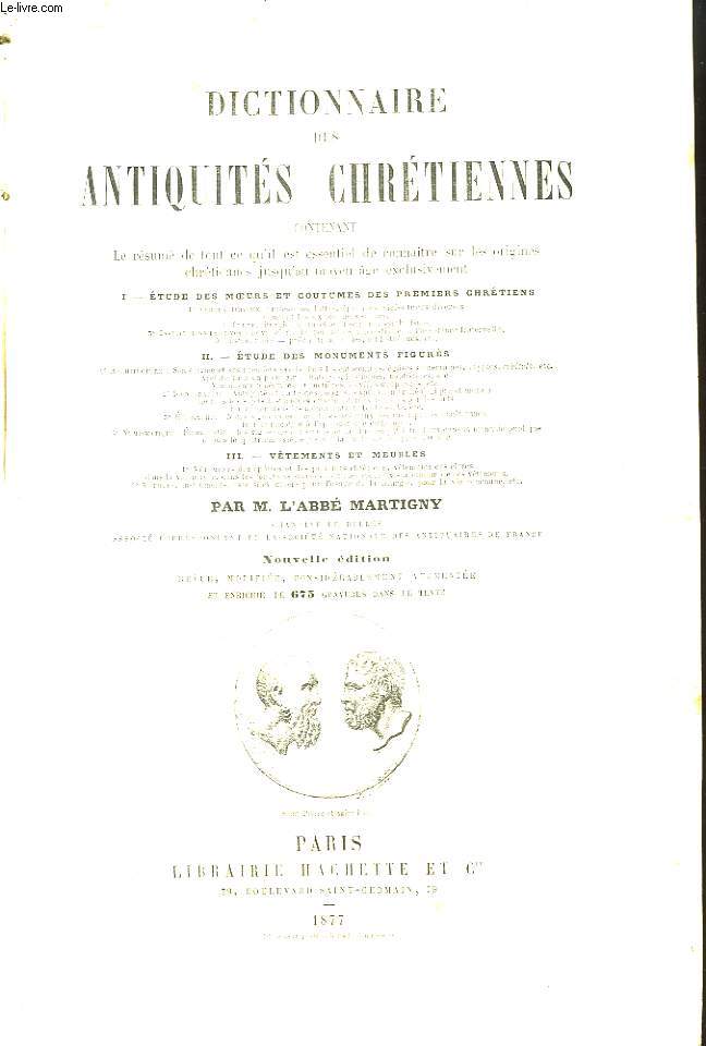 Dictionnaire des Antiquits Chrtiennes.