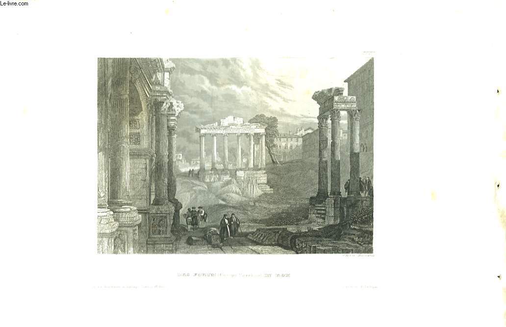 Das Forum (Campo Vaccino) in Rom. Une Eau-Forte, XIXme sicle, en noir et blanc.