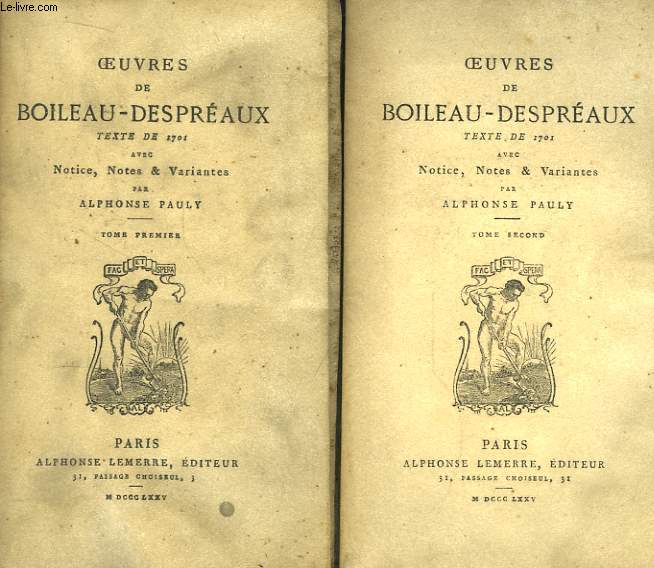 Oeuvres de Boileau-Despraux. En 2 TOMES