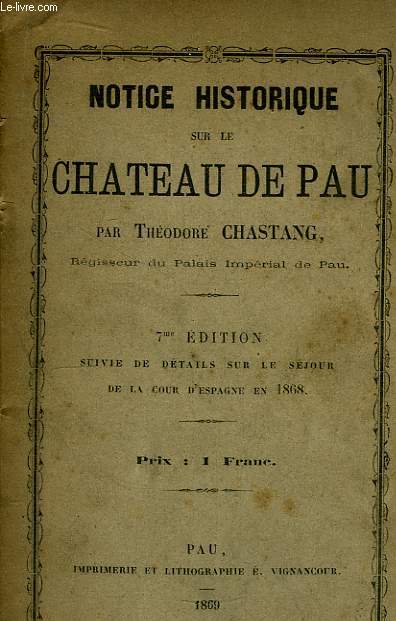 Notice Historique sur le Chteau de Pau