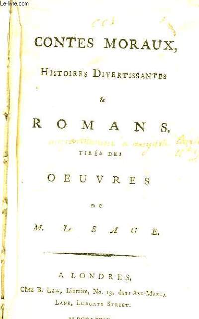 Contes Moraux, Histoires Divertissantes & Romans.