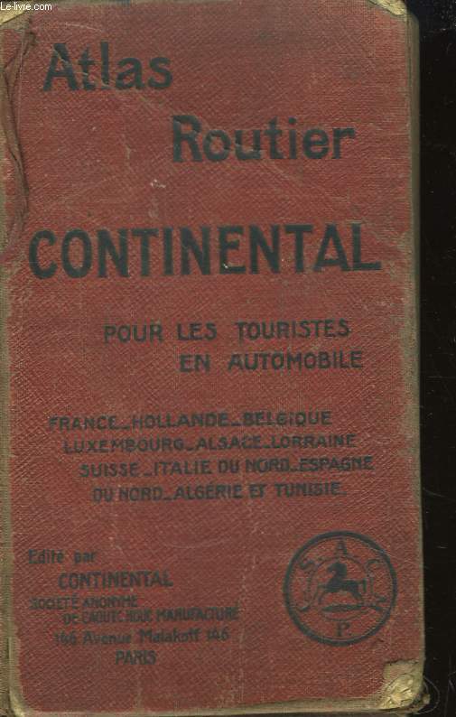 Atlas Routier Continental, pout les touristes en automobile.