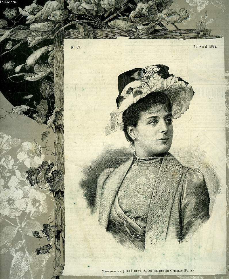 Portrait de Mademoiselle Julia Depoix, du Thtre du Gymnase, extrait du journal hebdomadaire 