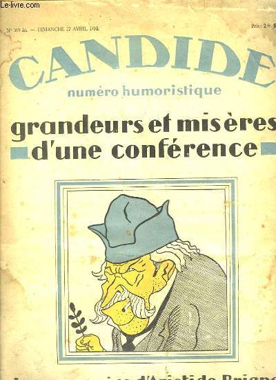 Candide, numro humoristique N319 bis : Grandeurs et misres d'une confrence. Les Souvenirs d'Aristide Briand.