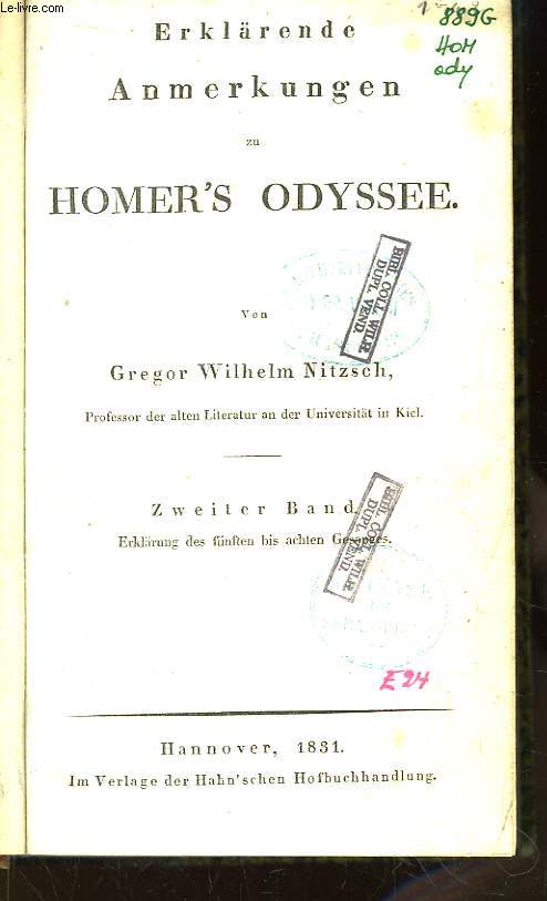 Erklrende Anmerkungen zu Homer's Odysee. Zweiter und Dritter Band