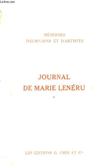 Journal de Marie Lenru. TOME 1er