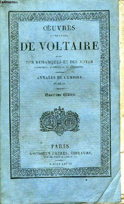 Oeuvres Compltes de Voltaire. TOME 33 : Annales de l'Empire, Tome II