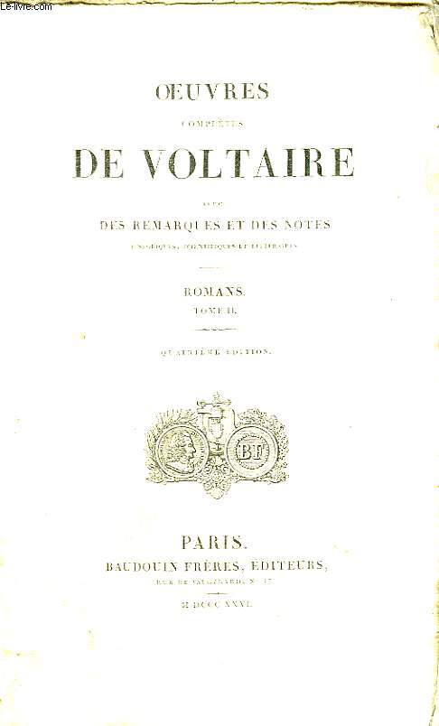 Oeuvres Compltes de Voltaire. TOME 60 : Romans, Tome II