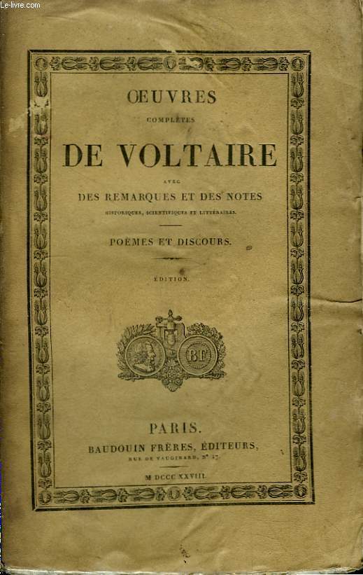Oeuvres Compltes de Voltaire. TOME 15 : Pomes et Discours.