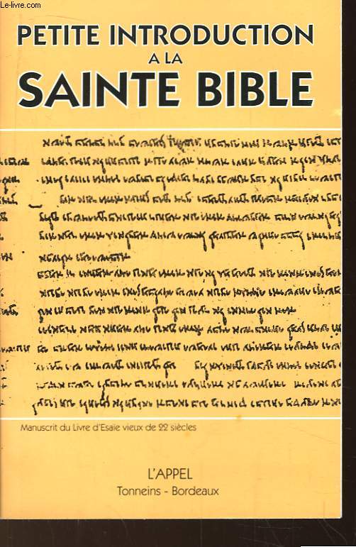 Petite Introduction  la Sainte Bible.