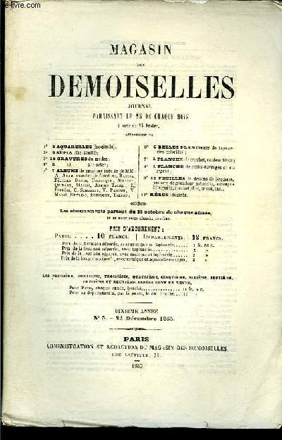 Magasin des Demoiselles. N 3 - 10me anne : Le Caoutchouc, par Louis Leneveux - Les Proscrits, par Flicie Brard ...