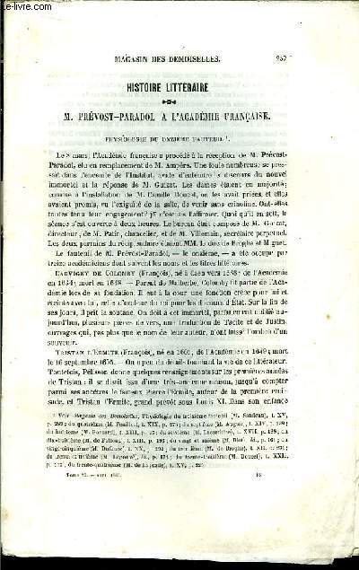 Magasin des Demoiselles. N7 - 22me anne : M. Prvost-Paradol  l'Acadmie, par M.A.C. - Le Marchand d'Epingles, par Al. Flan ...