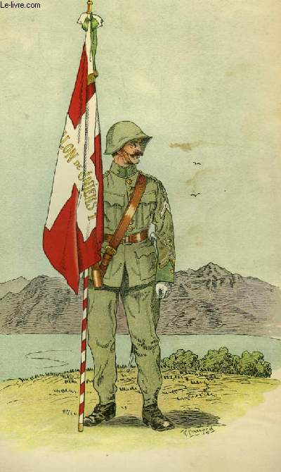 Lithographie en couleurs, d'aprs un aquarelle, d'un Adjudant de Carabiniers de 1918. Extrait de L'Uniforme des Carabiniers Vaudois,  travers les ges 1768 - 1918.