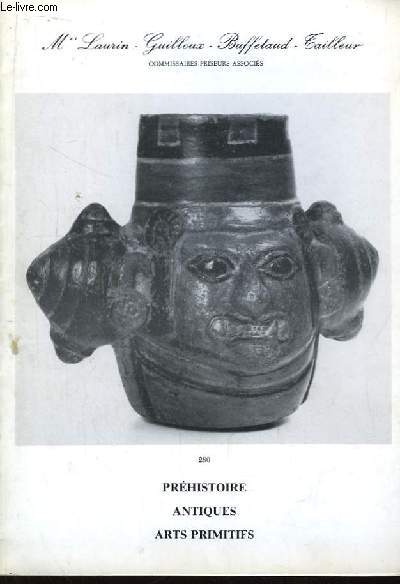 Catalogue de la Vente aux Enchres du 18 novembre 1987, au Nouveau Drouot. Prhistoire; Antiques et Arts Primitifs.