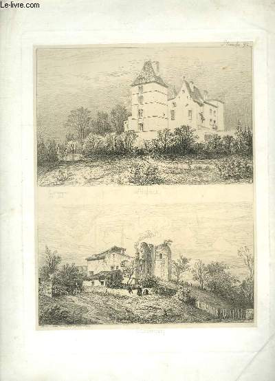 Gravure originale des Chteaux de l'Aiguille et de Blazimont