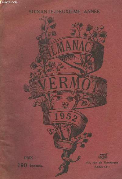 Almanach Vermot 1952, 62me anne.