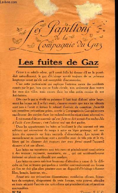 Les Papillons de la Compagnie du Gaz n24 : Les fuites de Gaz. Allume-Gaz conomique. Rchaud Rtissoire-Four.