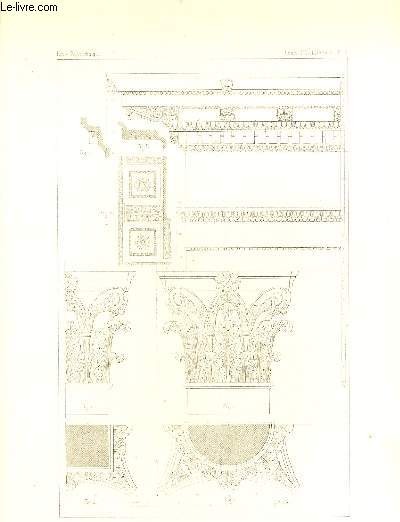 Chapiteau et Entablement Corinthiens. Une planche illustre d'une gravure en noir et blanc.