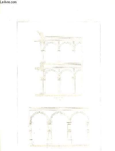 Arcades du Palais de Venise  Rome, Arcades de l'Eglise de Saint-Laurent  Rome, par Bramante. Une planche illustre d'une gravure en noir et blanc.