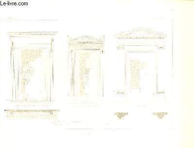 Porte du Palais de la Chancellerie  Rome, par Vignolle. Porte de l'Eglise Saint-Michel,  Bologne, par Peuzzi. Porte d'Aprs Serlio. Une planche illustre d'une gravure en noir et blanc.