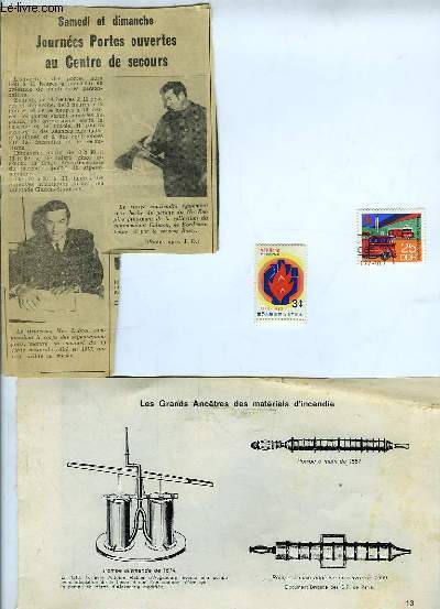 Lot de un timbre japonais de Ryukyus + 1 timbre allemand des Sapeurs-Pompiers + Un Fac-Simil d'une planche philatliquede la Fdration des Sapeurs-Pompiers + 1 article de journal sur 