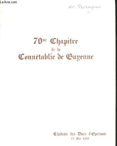 70me Chapitre de la Conntablie de Guyenne. Menu du 15 mai 1960
