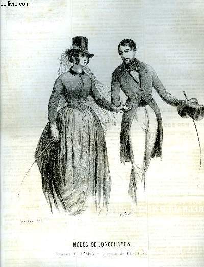 Le Charivari N109 - 9me anne. Modes de Longchamp, Costumes d'Humann - Chapeaux de Desprez, par A. Provost.