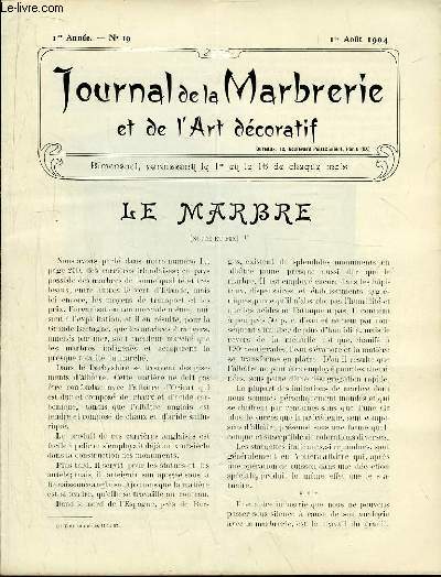 Journal de la Marbrerie et de l'Art dcoratif N 19 - 1re anne : Le Marbre (Suite et Fin) - L'Oeuvre de Puig Cadafalch (1e partie)